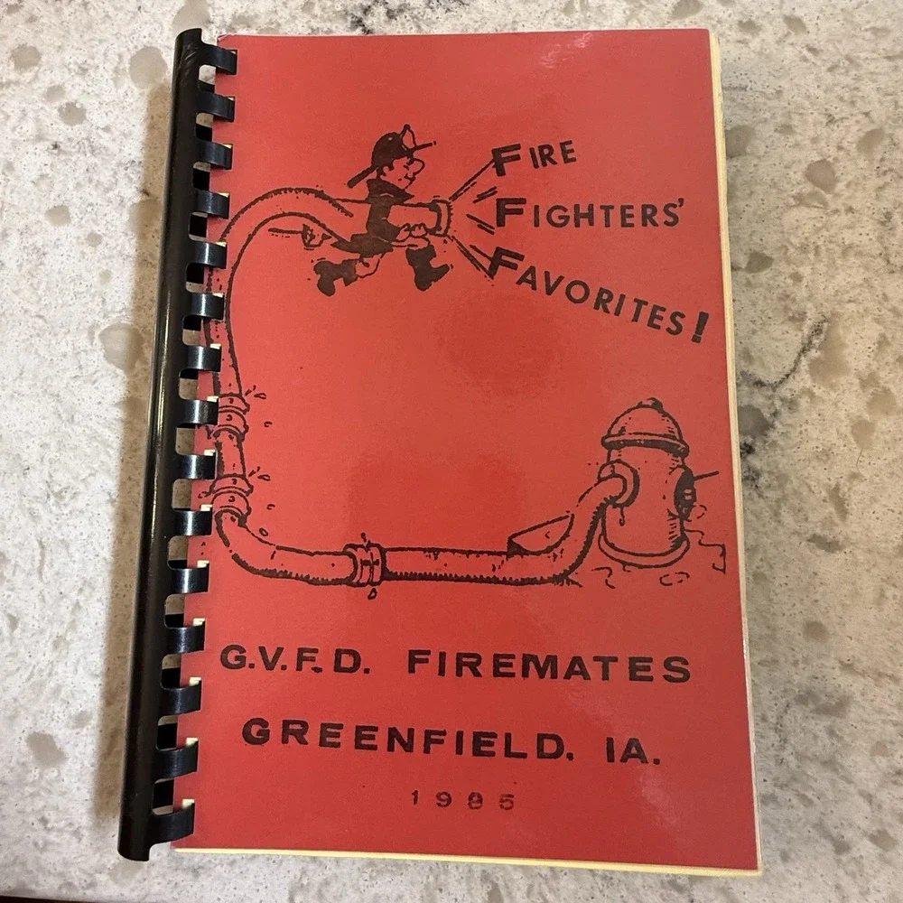 Fire Fighters Favorites GVFD Firemates Greenfield Iowa Cookbook 1985 VTG